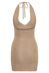 Renesmay Lurex Halter Mini Dress - Gold