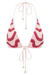 Robyn Beaded Triangle Bikini Top - Pink