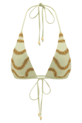 Robyn Beaded Triangle Bikini Top - Sage