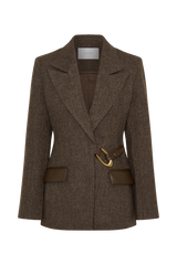 Romy Structured Blazer With Hardware - Herringbone
