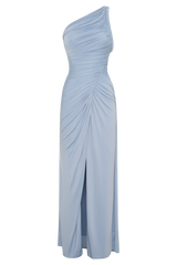Ryn Twisted One Shoulder Maxi Dress - Sky Blue