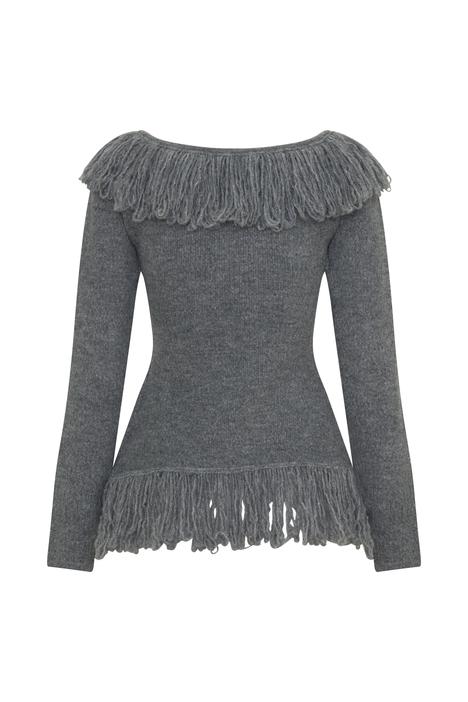 Sammie Fringe Knit Top - Charcoal