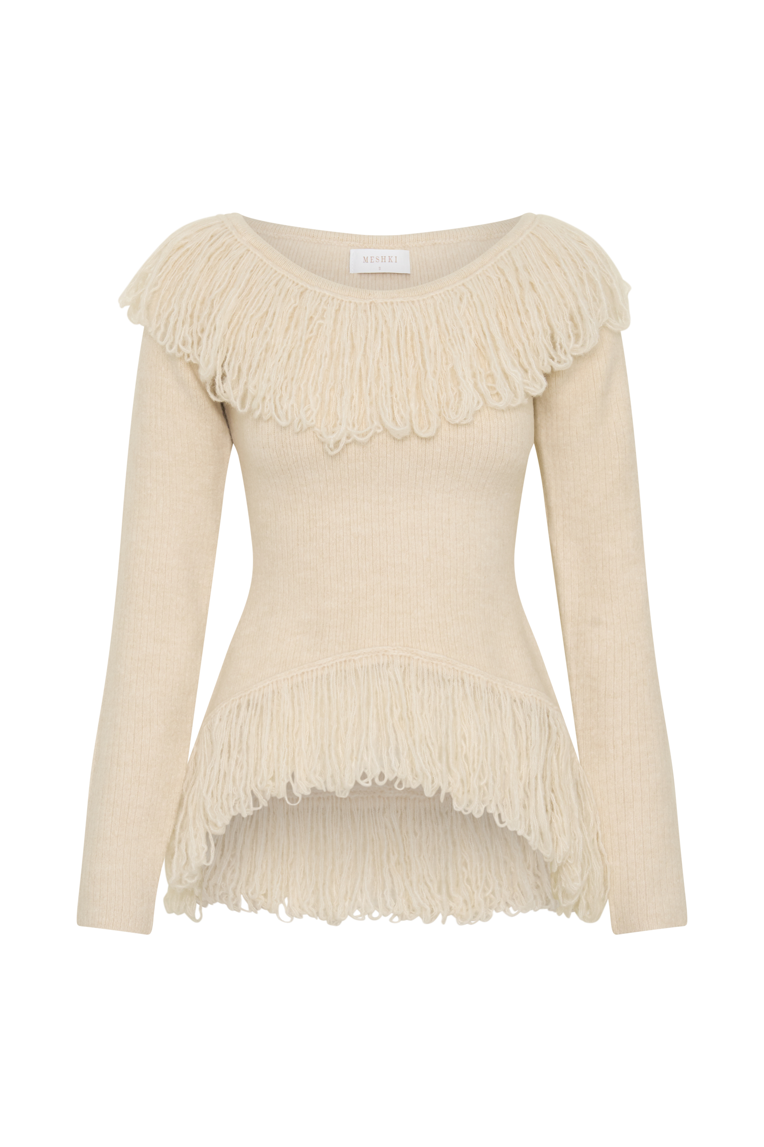 Sammie Fringe Knit Top - Cream