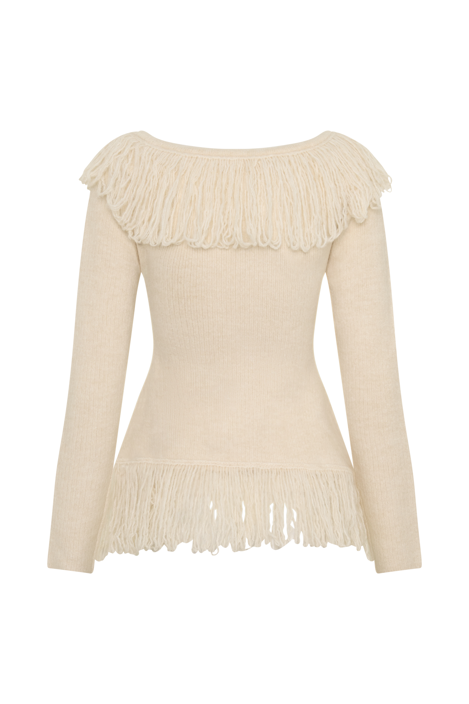 Sammie Fringe Knit Top - Cream