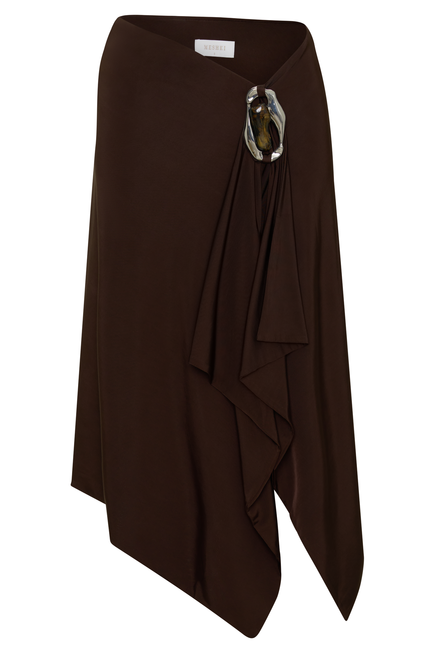 Sault Hankie Midi Skirt with Hardware - Dark Chocolate