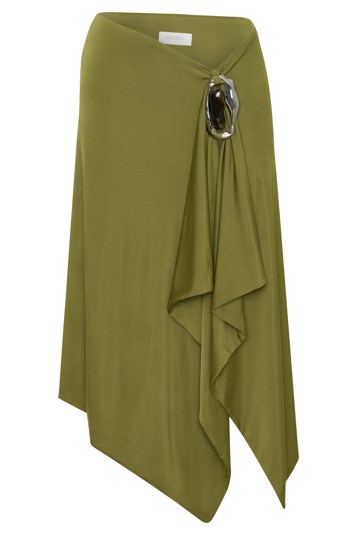 Sault Hankie Midi Skirt with Hardware - Martini Olive