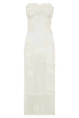 Samantha Crochet Midi Dress With Flowers - Ivory