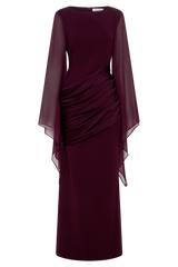 Samantha Waterfall Sleeves Maxi Dress - Wine