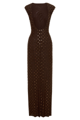 Samara Sleeveless Diamante Maxi Dress - Chocolate