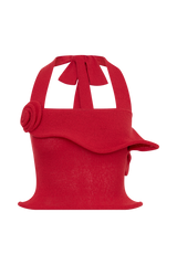 Samira Halter Knit Twist Top - Red