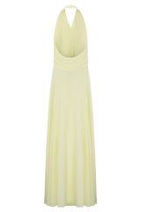 Santal Floral Chiffon Halter Maxi Dress - Lemon