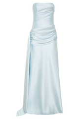 Sarah Strapless Maxi Dress With Waist Tie - Ice Blue