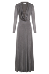 Scarlet Lurex Cowl Maxi Dress - Silver