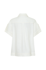 Selena Linen Short Sleeve Shirt - White