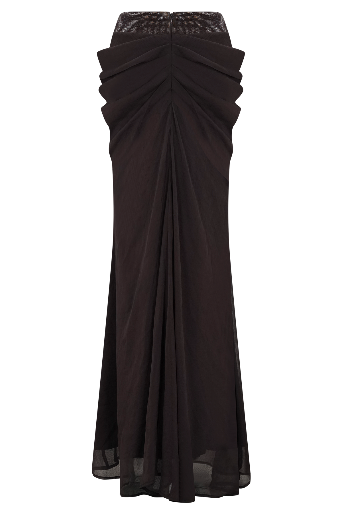 Siren Satin And Diamante Maxi Skirt - Dark Chocolate