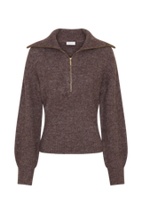 Skylaine Zip Knit Jumper - Brown Marle