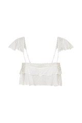 Skylar Lace Sleeveless Crop Top - White