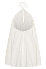 Sonja Keyhole Halter Cotton Mini Dress - White