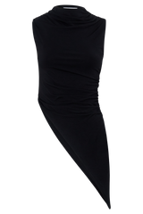 Suong High Neck Gathered Top - Black