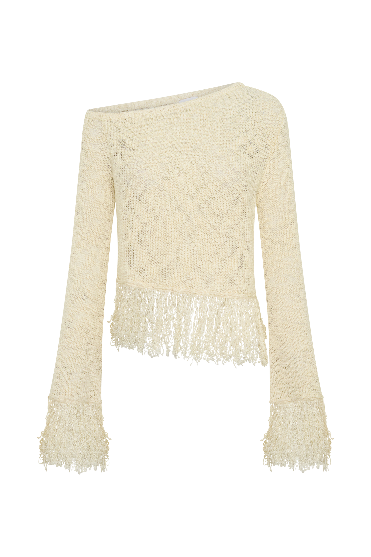 Tabitha Fringe Knit Long Sleeve Top - Cream