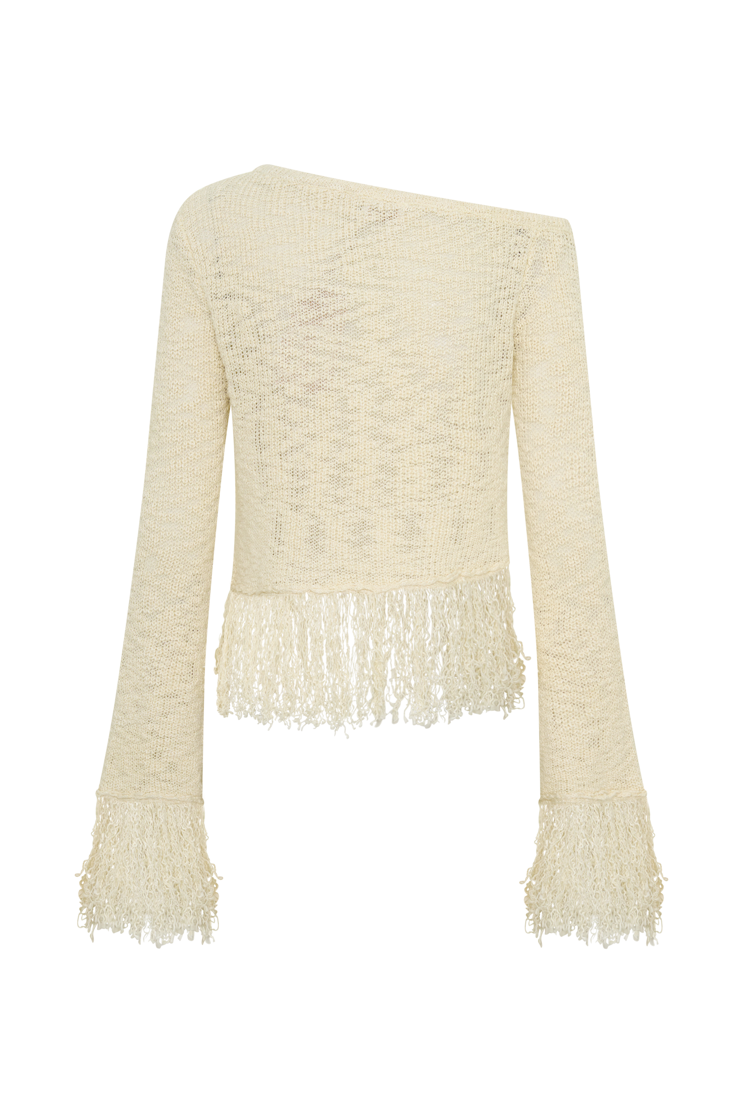 Tabitha Fringe Knit Long Sleeve Top - Cream