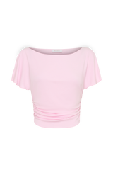 Talise Modal Flounce Short Sleeve Top - Ballet Pink