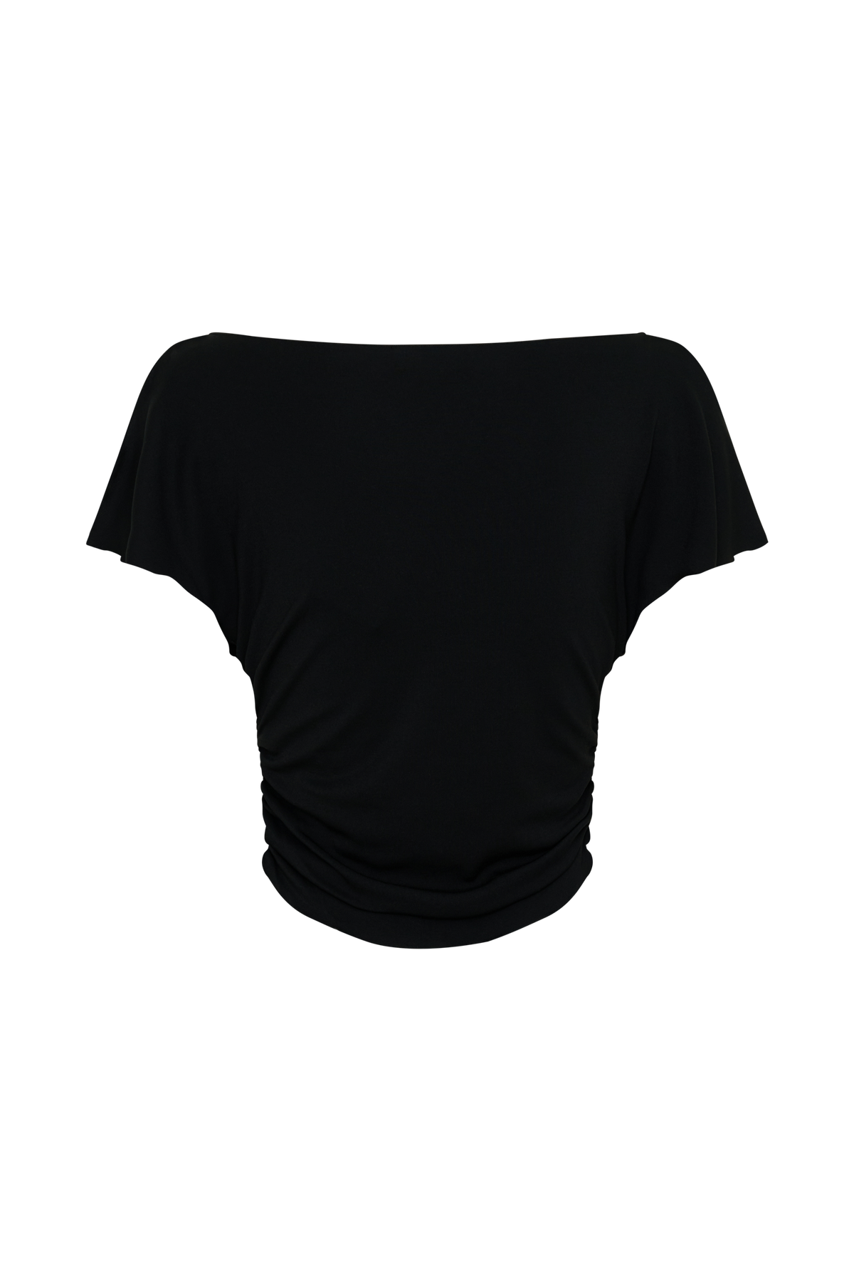 Talise Modal Flounce Short Sleeve Top - Black