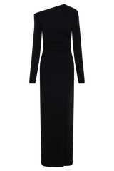 Thalyn Crepe Maxi Dress With Split - Black