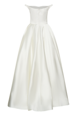 Willow Off Shoulder Satin Maxi Gown - White