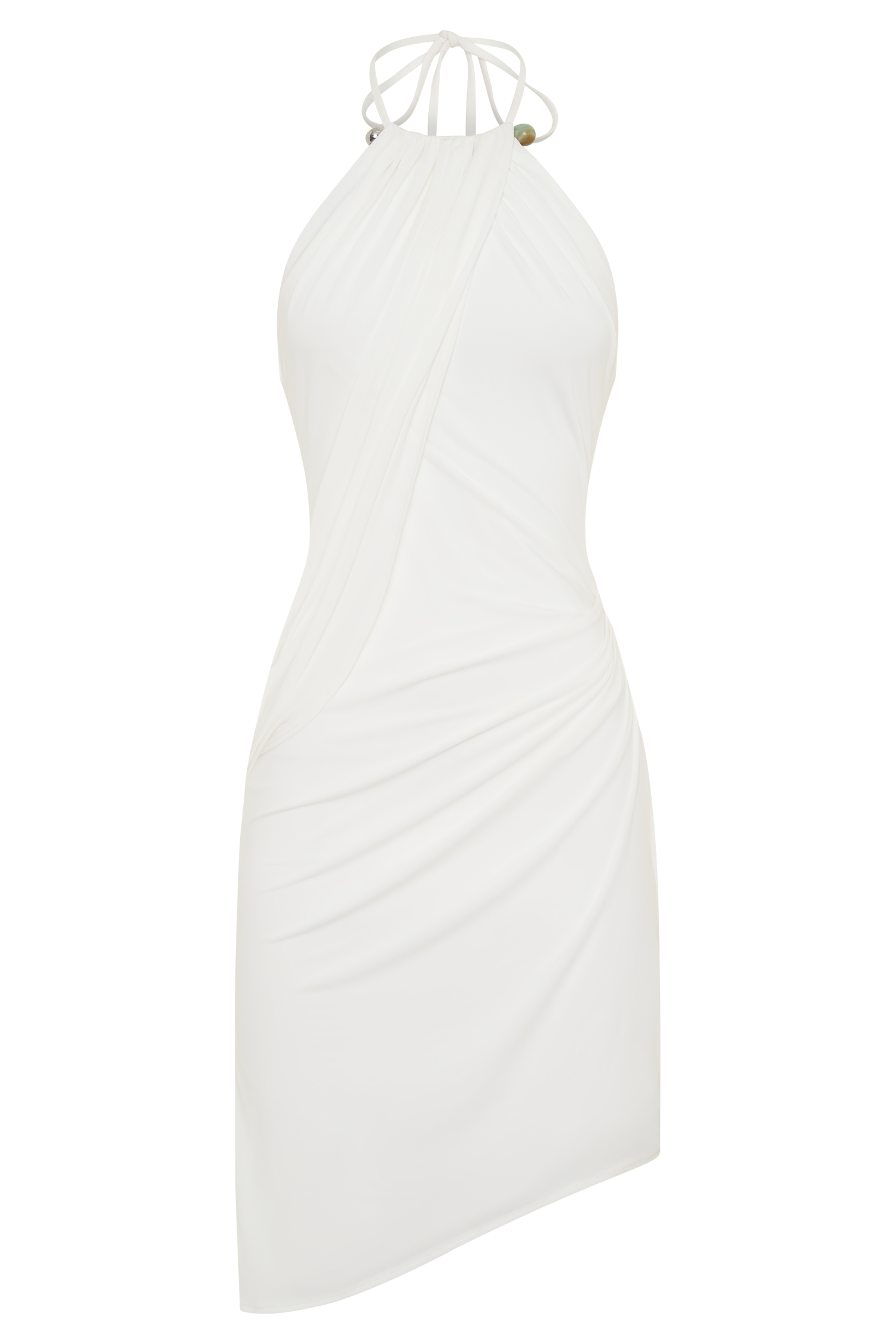 Yuna Draped Hardware Midi Dress - Ivory