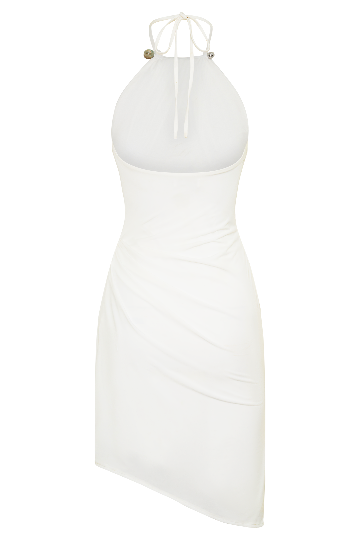 Yuna Draped Hardware Midi Dress - Ivory