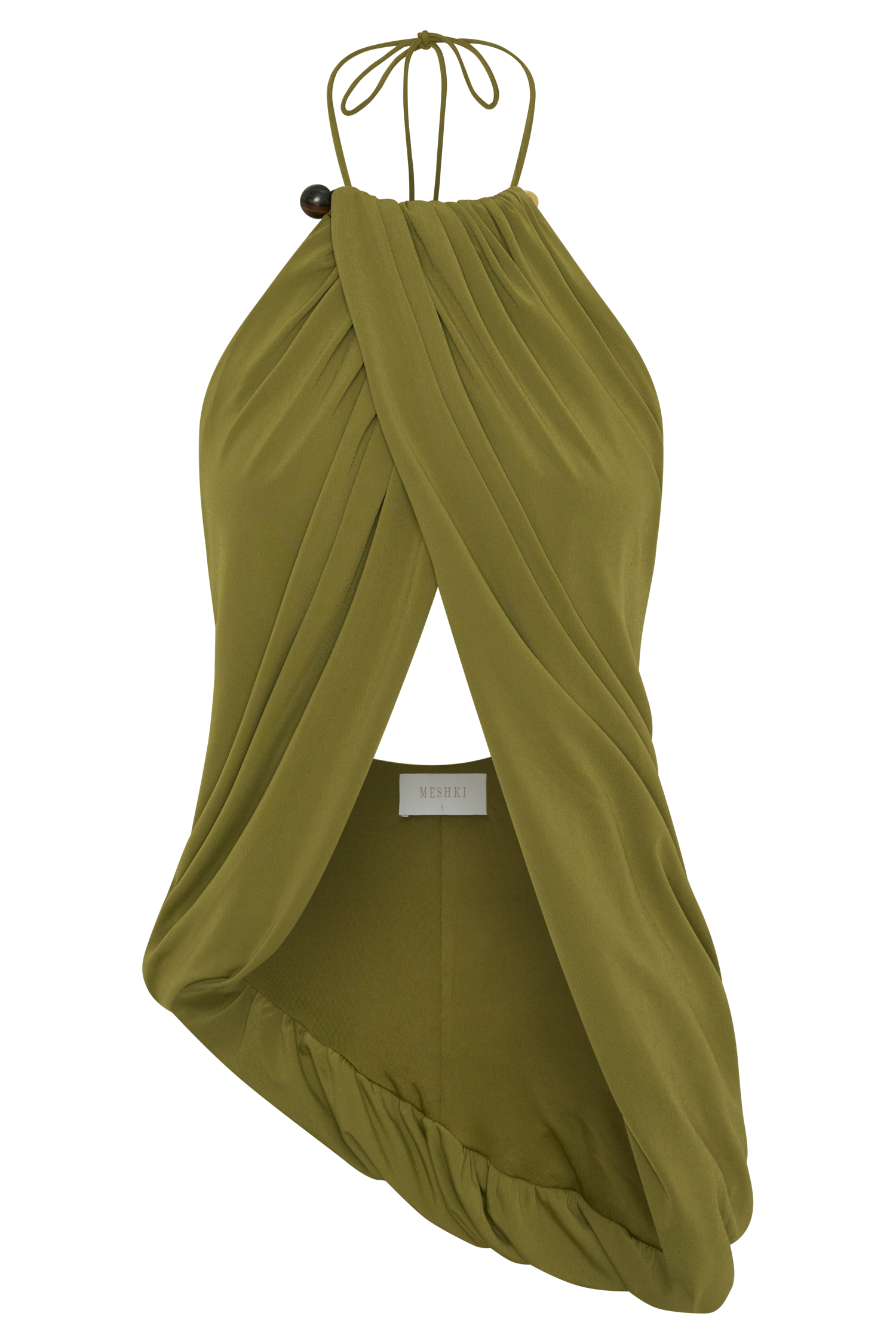Yuna Draped Hardware Top - Martini Olive