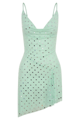 Zahra Diamante Cowl Mini Dress - Mint