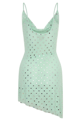 Zahra Diamante Cowl Mini Dress - Mint