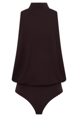 Laurelle Sleeveless Modal Draped Bodysuit - Chocolate