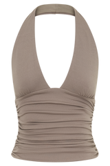 Peregrine Modal Gathered Halter Top - Neutral