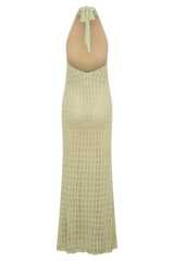 Hayley Halter Knit Maxi Dress - Seafoam