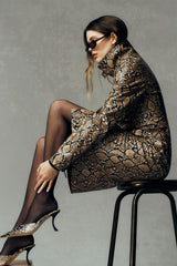 Bonnie Faux Leather Zip Up Jacket - Snake Print