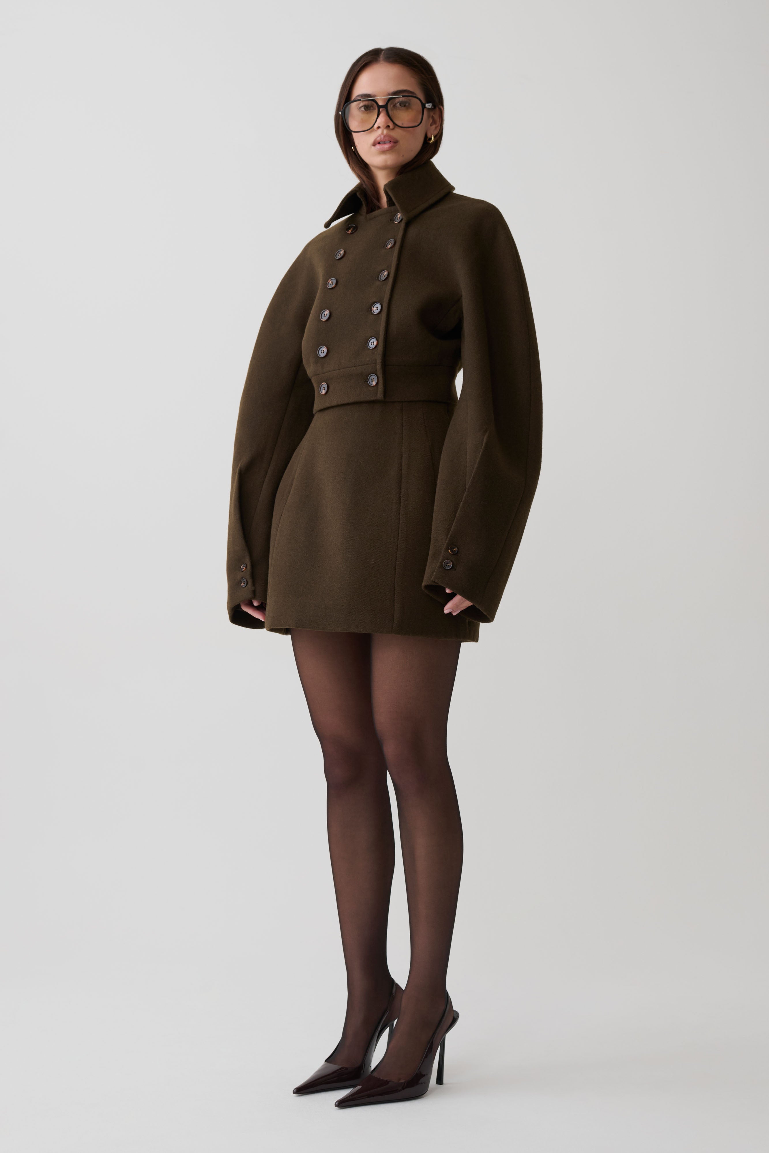 Jemima Cropped Jacket - Chocolate