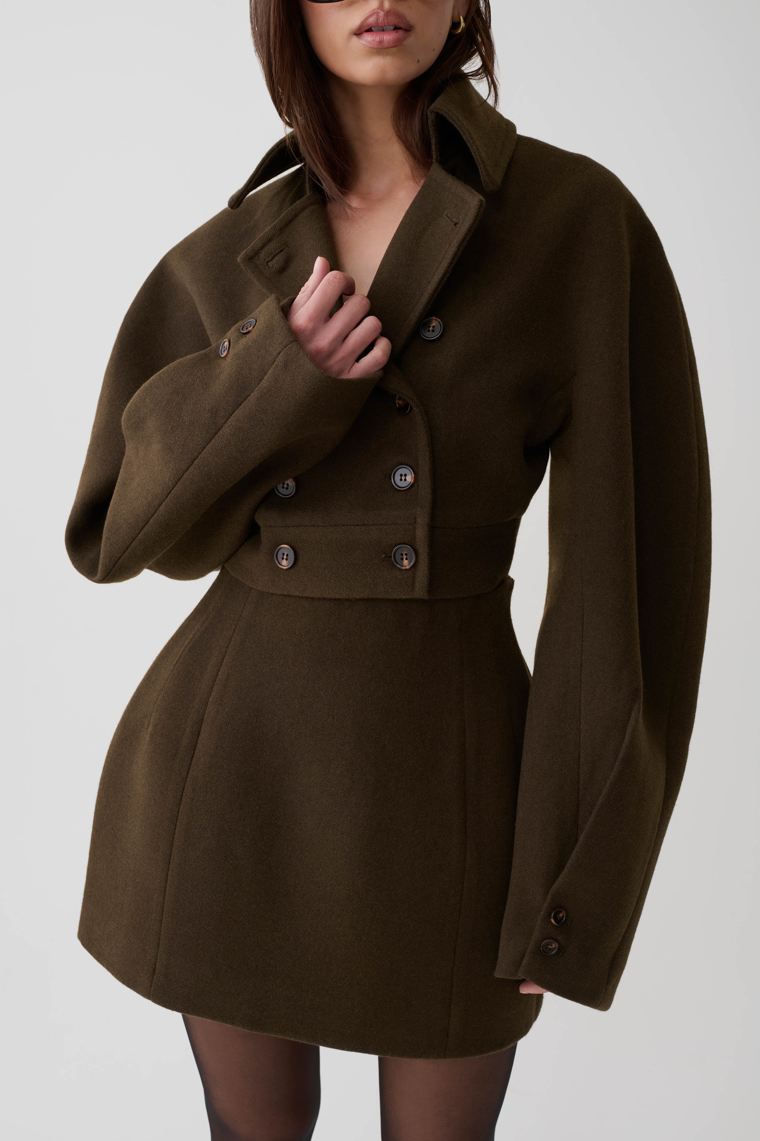 Jemima Cropped Jacket - Chocolate
