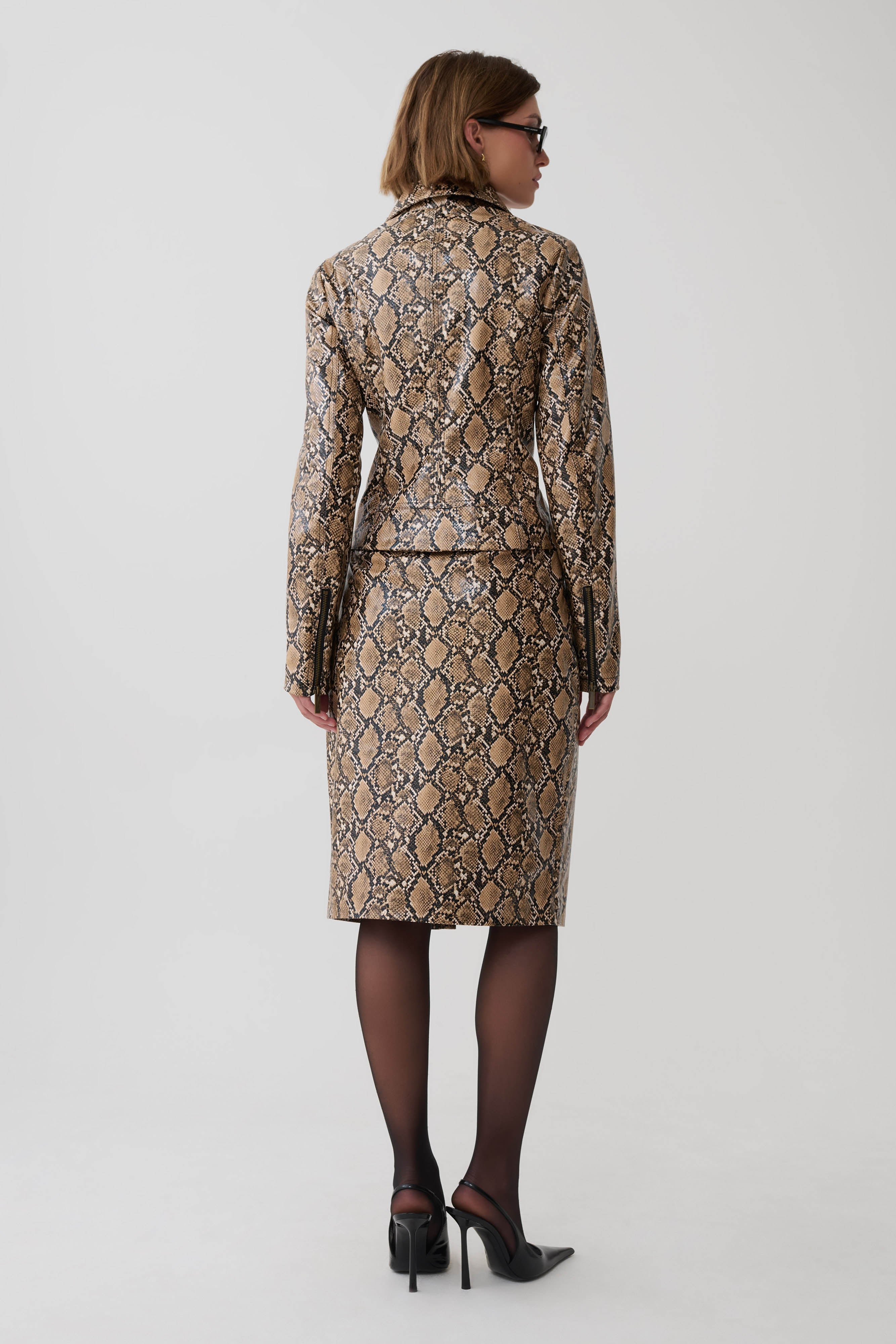 Bonnie Faux Leather Zip Up Jacket - Snake Print