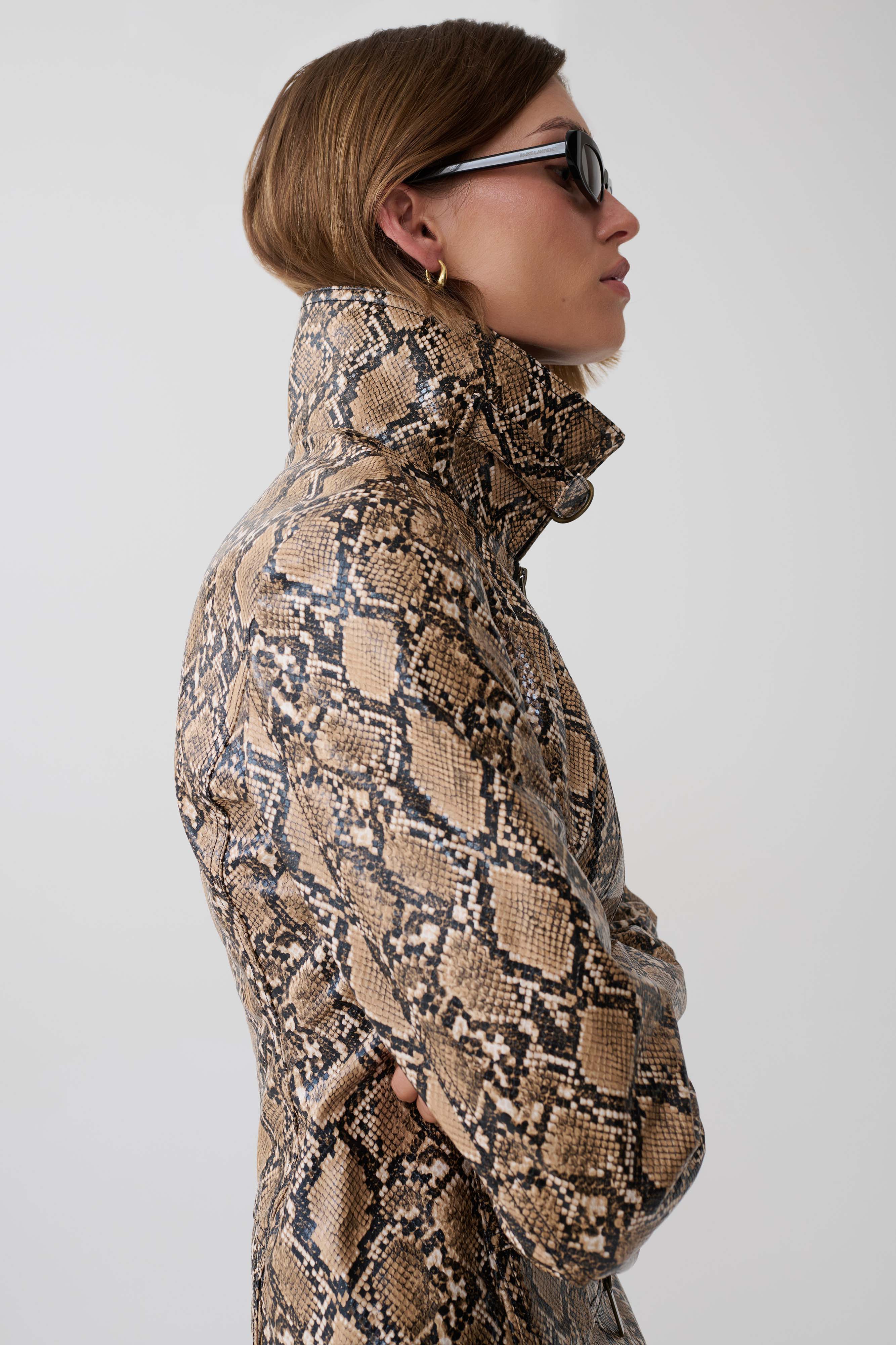 Bonnie Faux Leather Zip Up Jacket - Snake Print