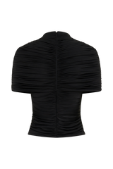 Linh Slinky High Neck Gathered Top - Black