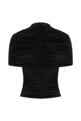 Linh Slinky High Neck Gathered Top - Black