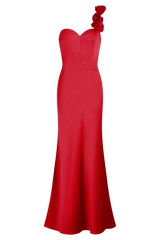 Lola Strapless Midi Dress - Red