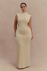 Massie Slinky And Mesh Maxi Dress - Lemon