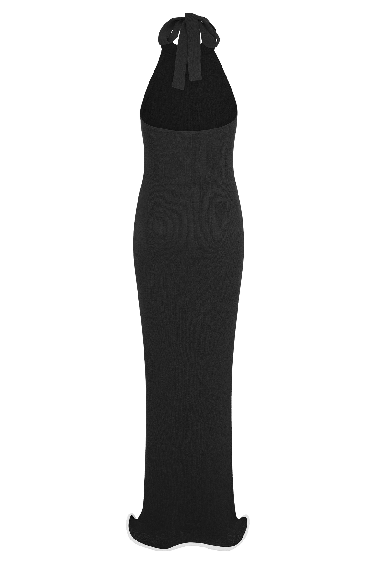 Melodie Halter Knit Maxi Dress - Black/White
