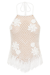 Miley Crochet Halter Top - Ivory