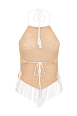 Miley Crochet Halter Top - Ivory