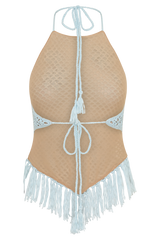 Miley Crochet Halter Top - Pale Aqua